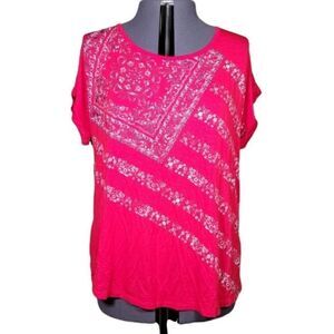Style & Co. Paisley Flag Graphic T-Shirt Sz XL